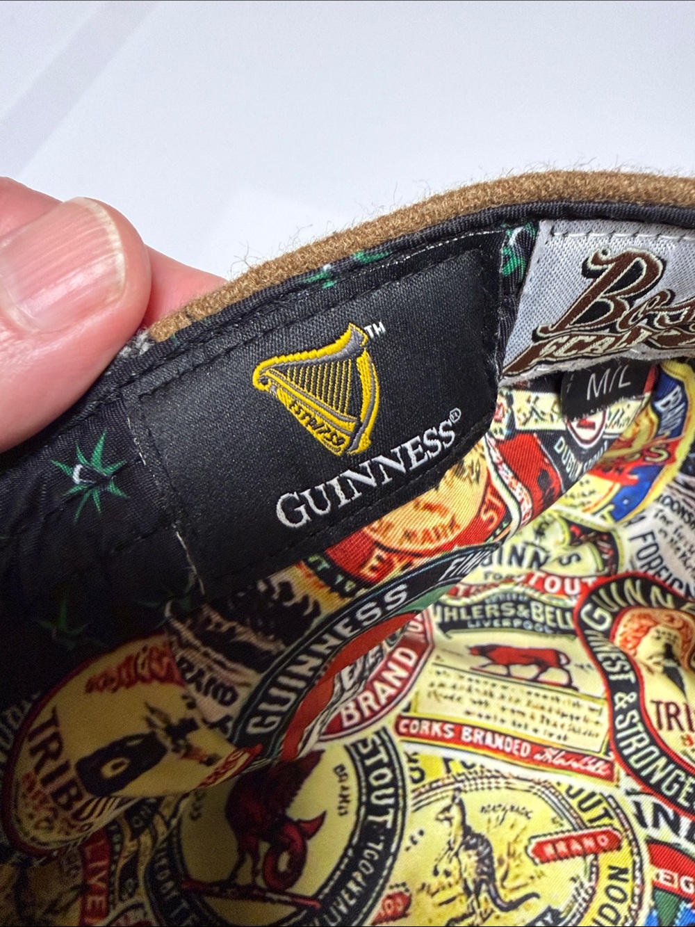Guinness Boston Scally Flat Cap in Black, Tan & Green - Classic Men's Hat - Picture 5 of 8